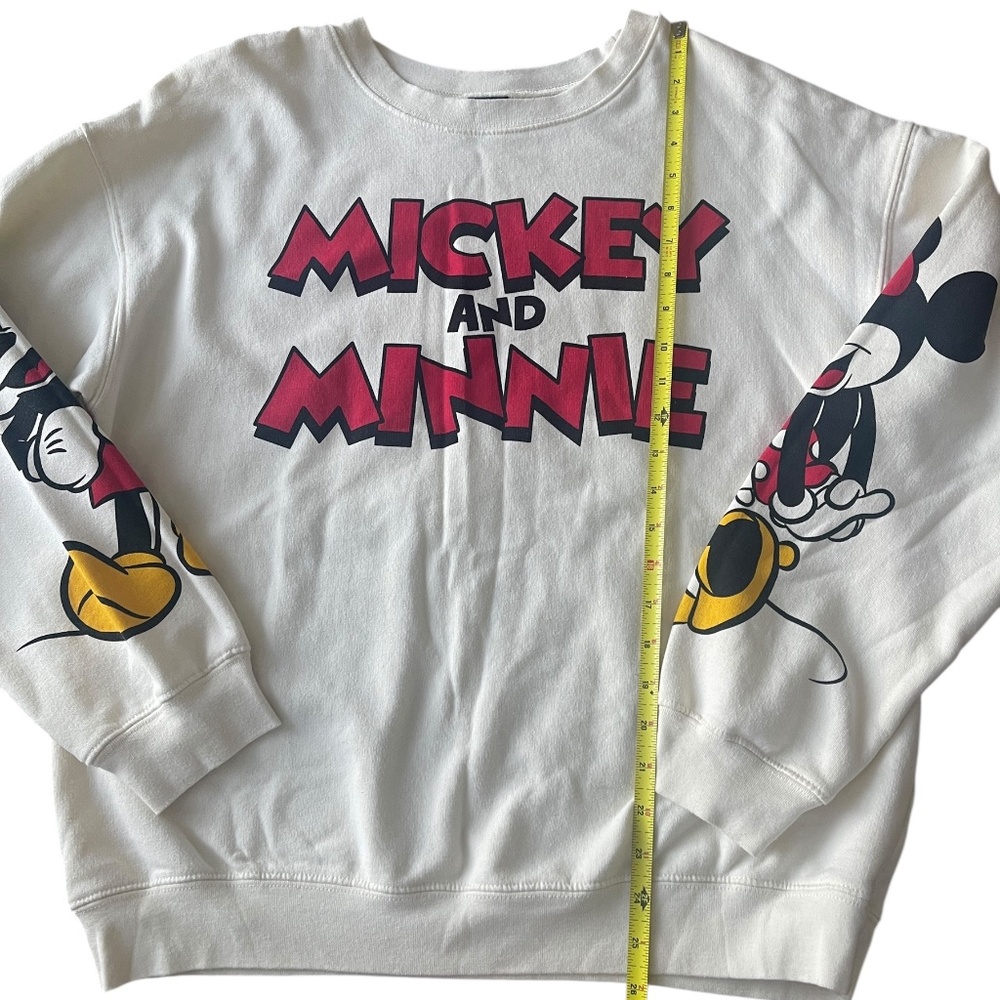 Disney Mickey And Minnie Mouse Sweatshirt Unisex Size XL(15-17) Cream Disney Top - Picture 6 of 14